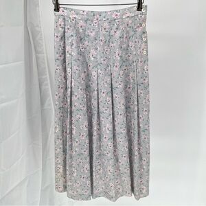Laura Ashley Womens Floral Skirt Size 10 Linen Cotton Blend Vintage Midi